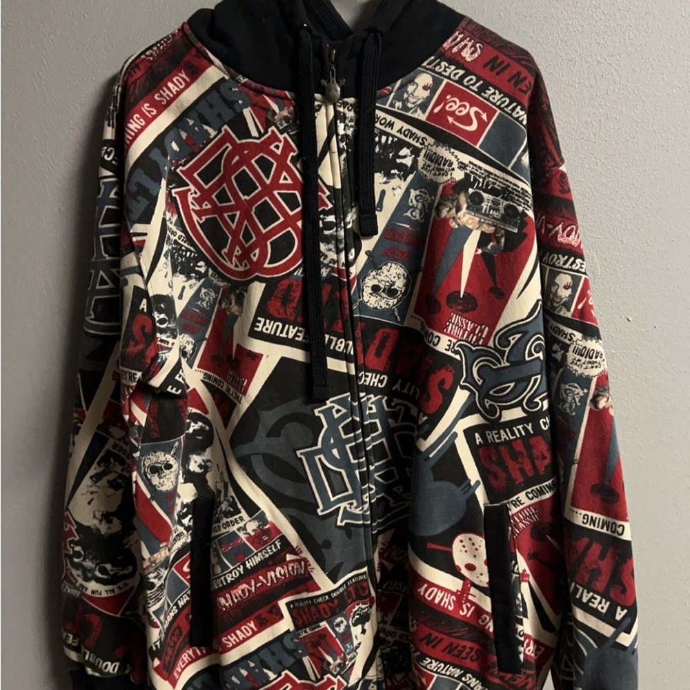 Shady Ltd Black and Red Graphic Hoodie